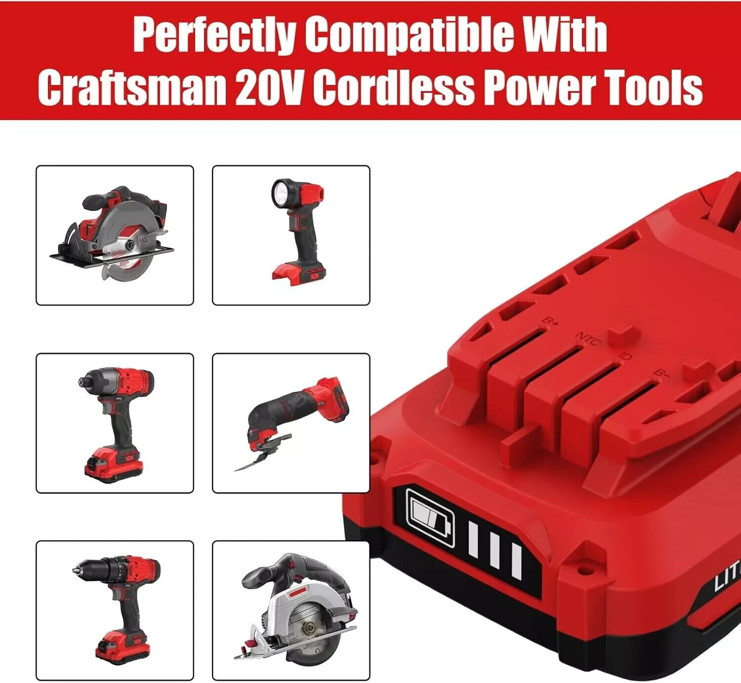 3.0Ah 20 Volt Max For Craftsman V20 Li-Ion Battery Pack CMCB206 CMCB204 CMCB202