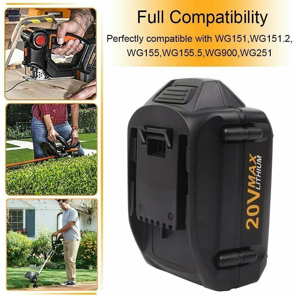 6.0Ah For WORX WA3520 20V MAX Extend Lithium Ion Battery / Charger WA3525 WA3575