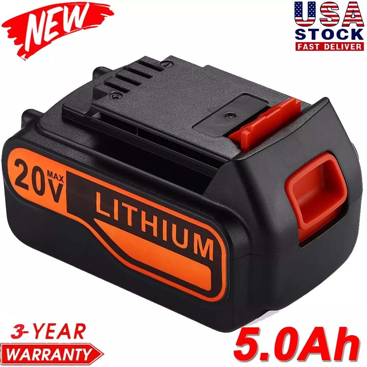 5.0Ah 20V LB2X4020 Battery FOR Black and Decker 20V MAX Lithium LBXR20 LBX20 US
