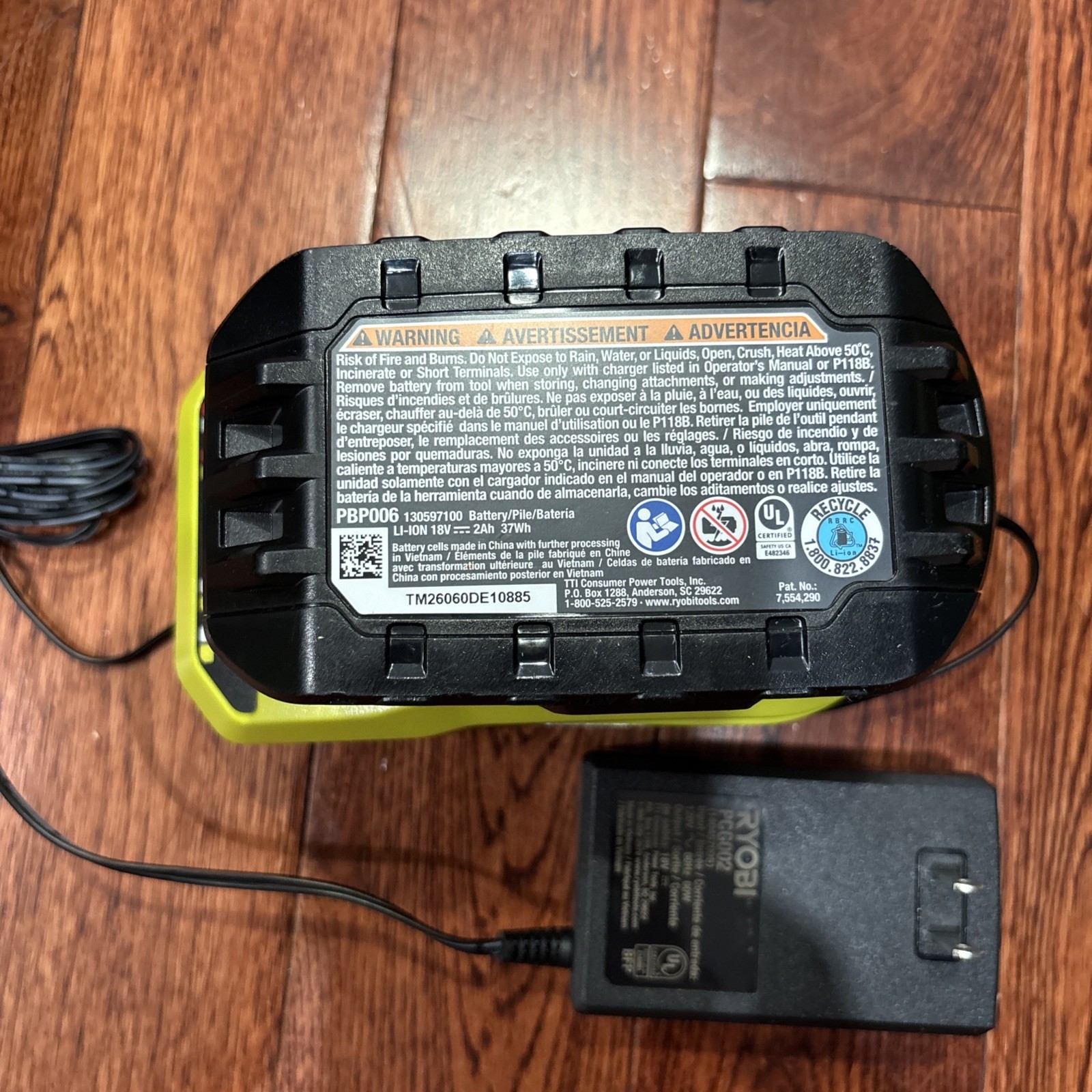 Ryobi PCG002 18V ONE+ Lithium-Ion Charger with New 2Ah Ryobi Battery NEW PBP006