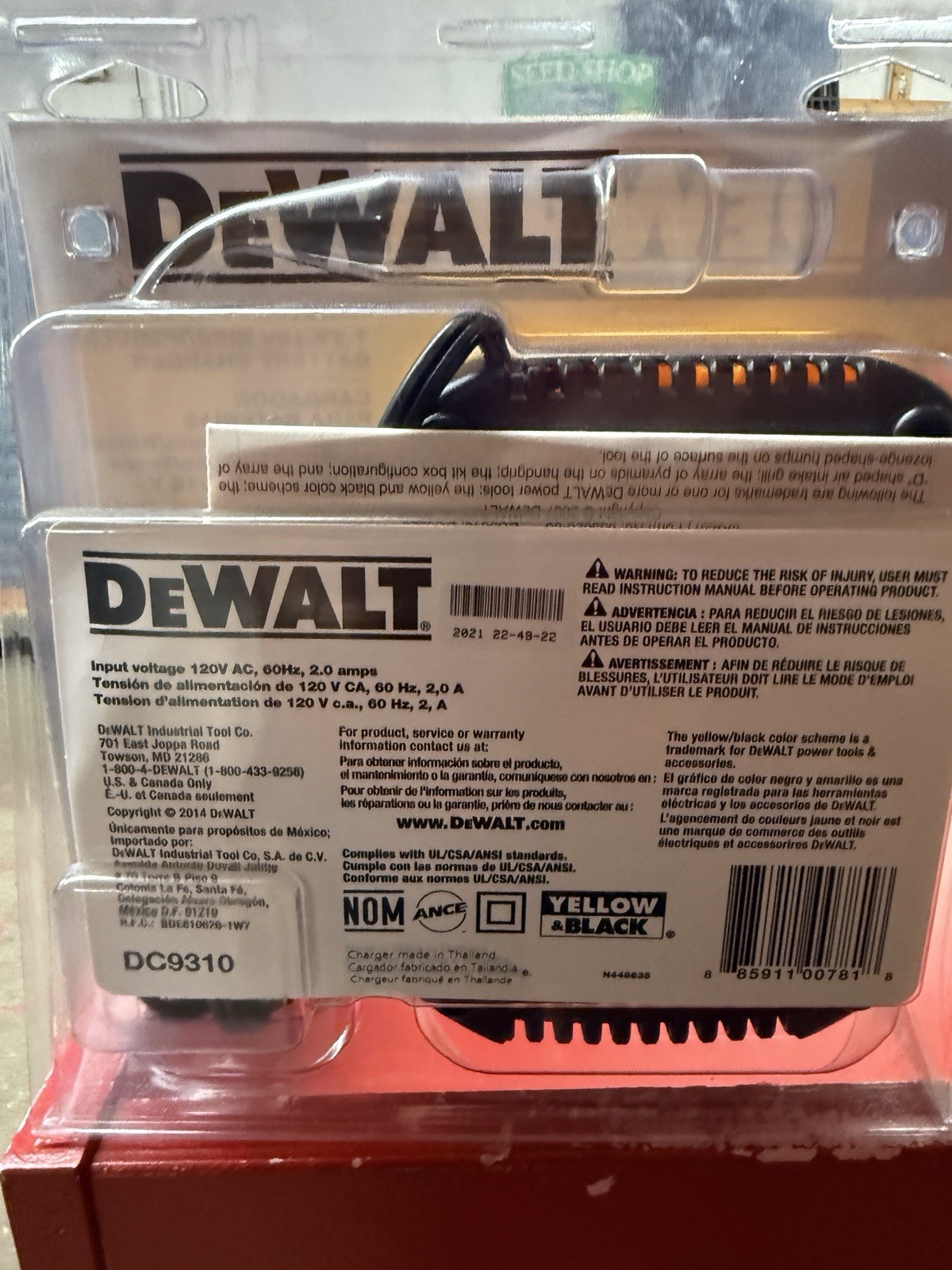 DEWALT DC9310 Yellow Battery Charger 7.2V-18V NiCd/NiMH/Li-Ion