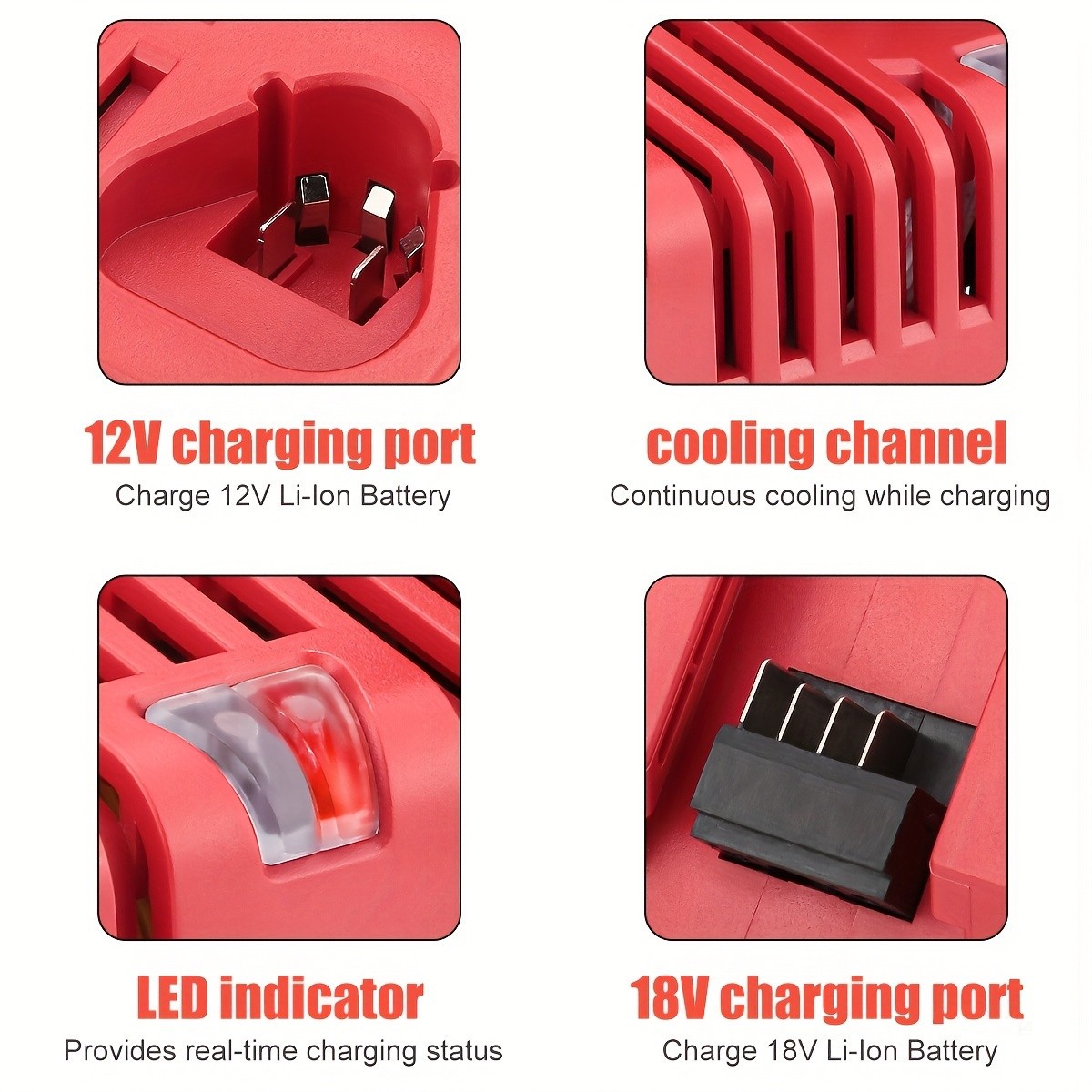3.0A 12V 18V Rapid Charger for Milwaukee M18 M12 Battery 48-59-1812 Fast Charger
