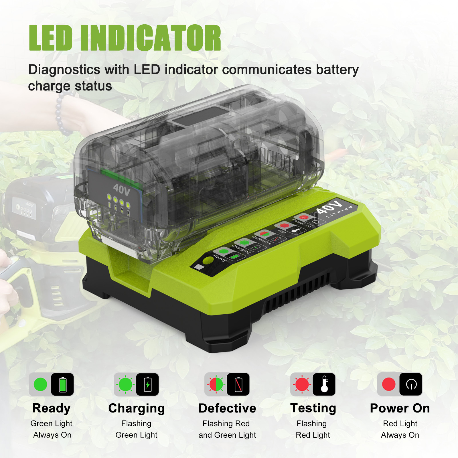 For Ryobi One Plus 40V Li-ion Battery Fast Charger 40 Volt OP403 OP401 Charger