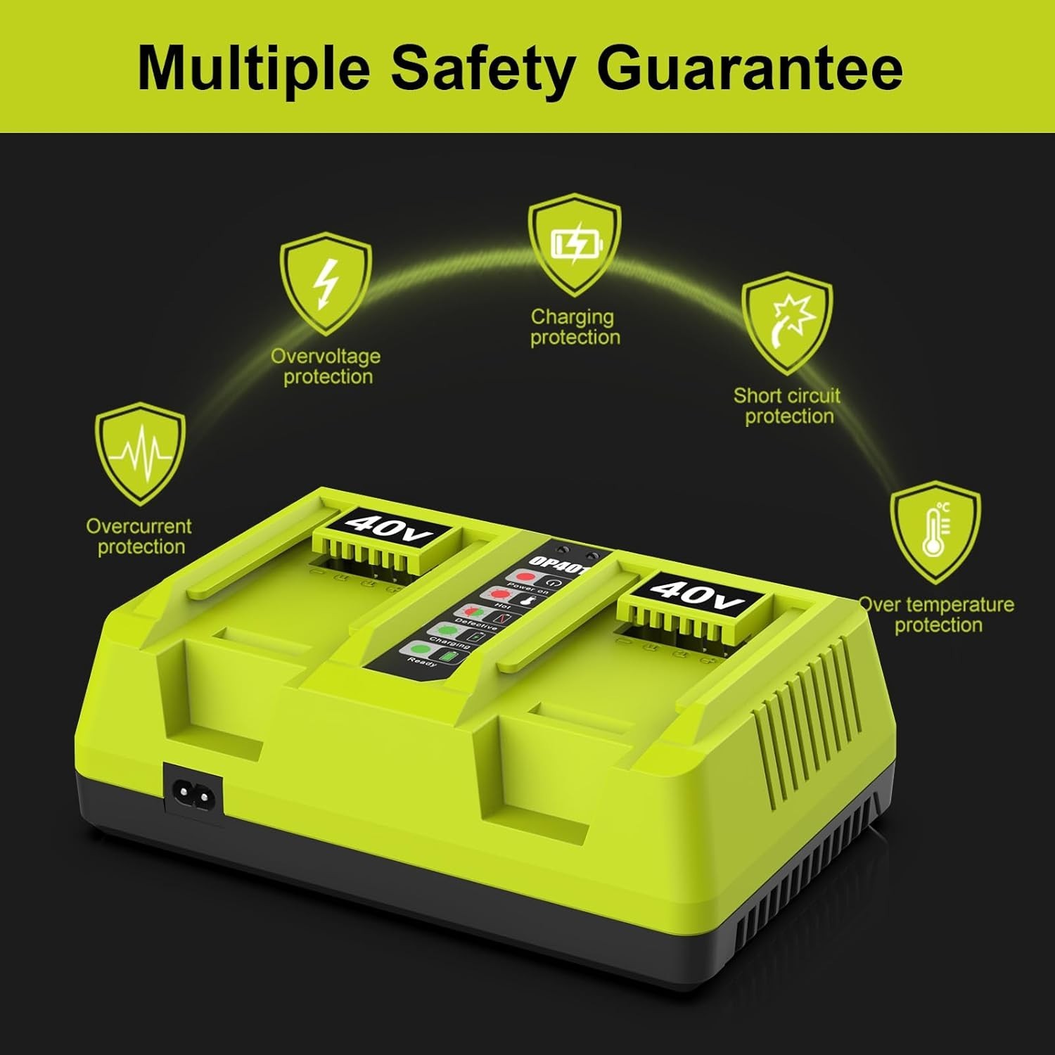 40V OP401 Dual Fast Charger for Ryobi OP4015 OP4026 OP4030 OP4040 OP4050 Battery