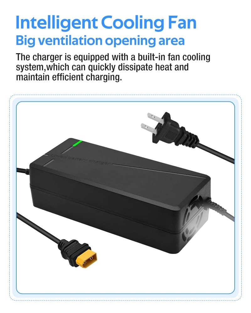 84V 5A Fast Charger for 72V Lithium Battery, XT60 Plug, Cooling System, High Eff