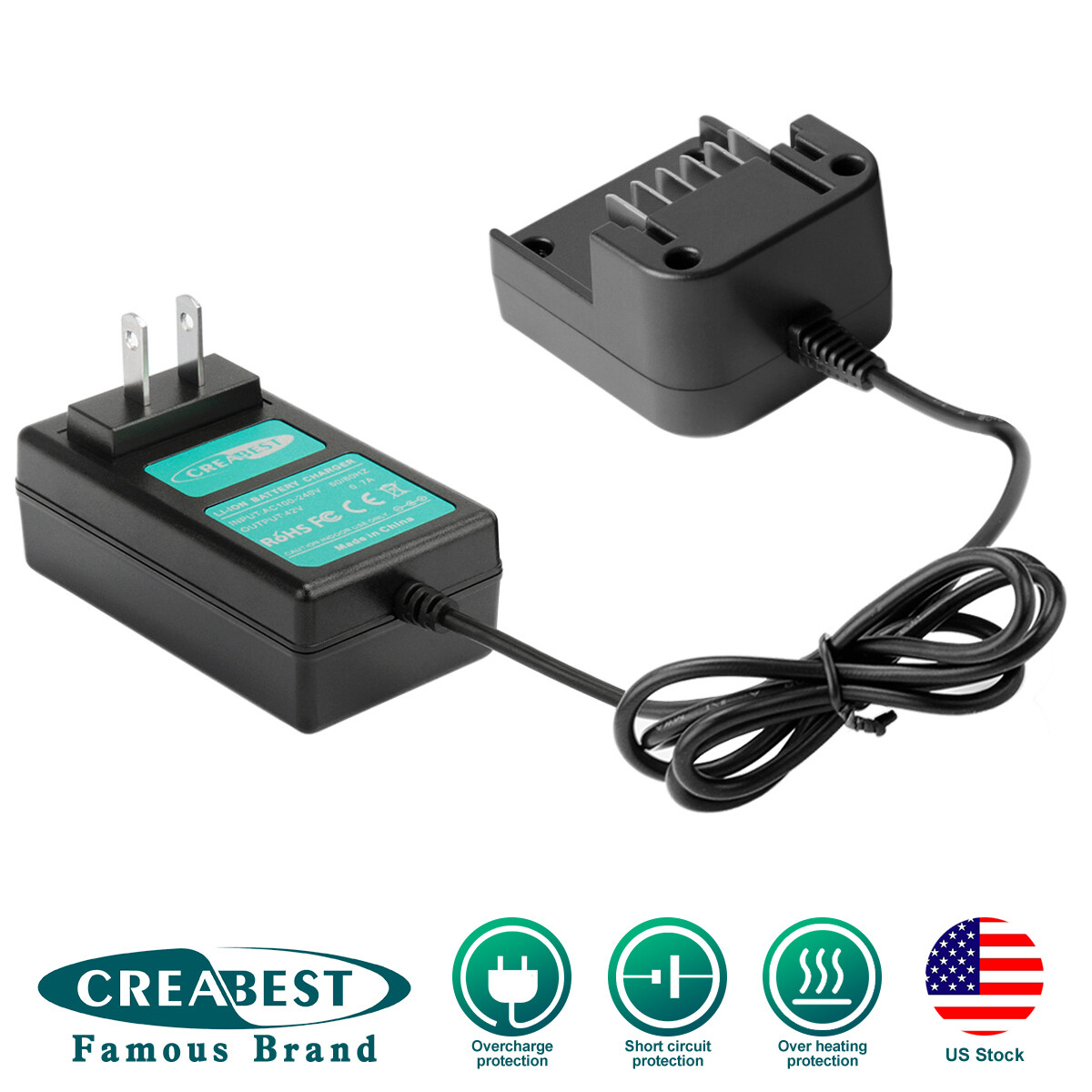 36V Charger for Worx WA3536 WA3734 WG268E.9 WG568 WG568E.9 WG776 Li-ion Battery