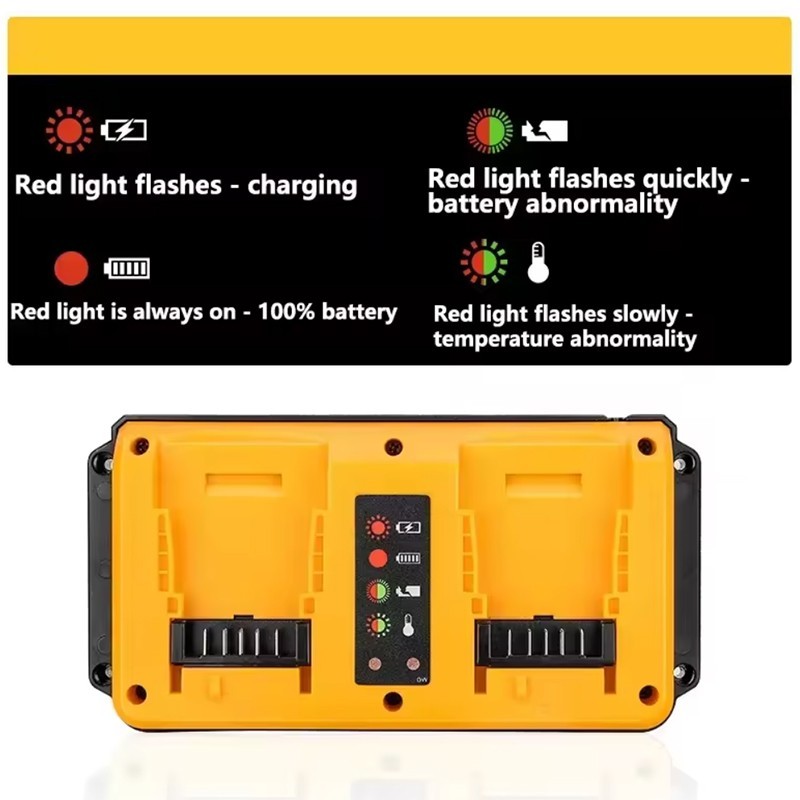 Dual Ports 90W Fast Charger for DeWalt 12V-20V MAX Lithium Battery DCB203 DCB204
