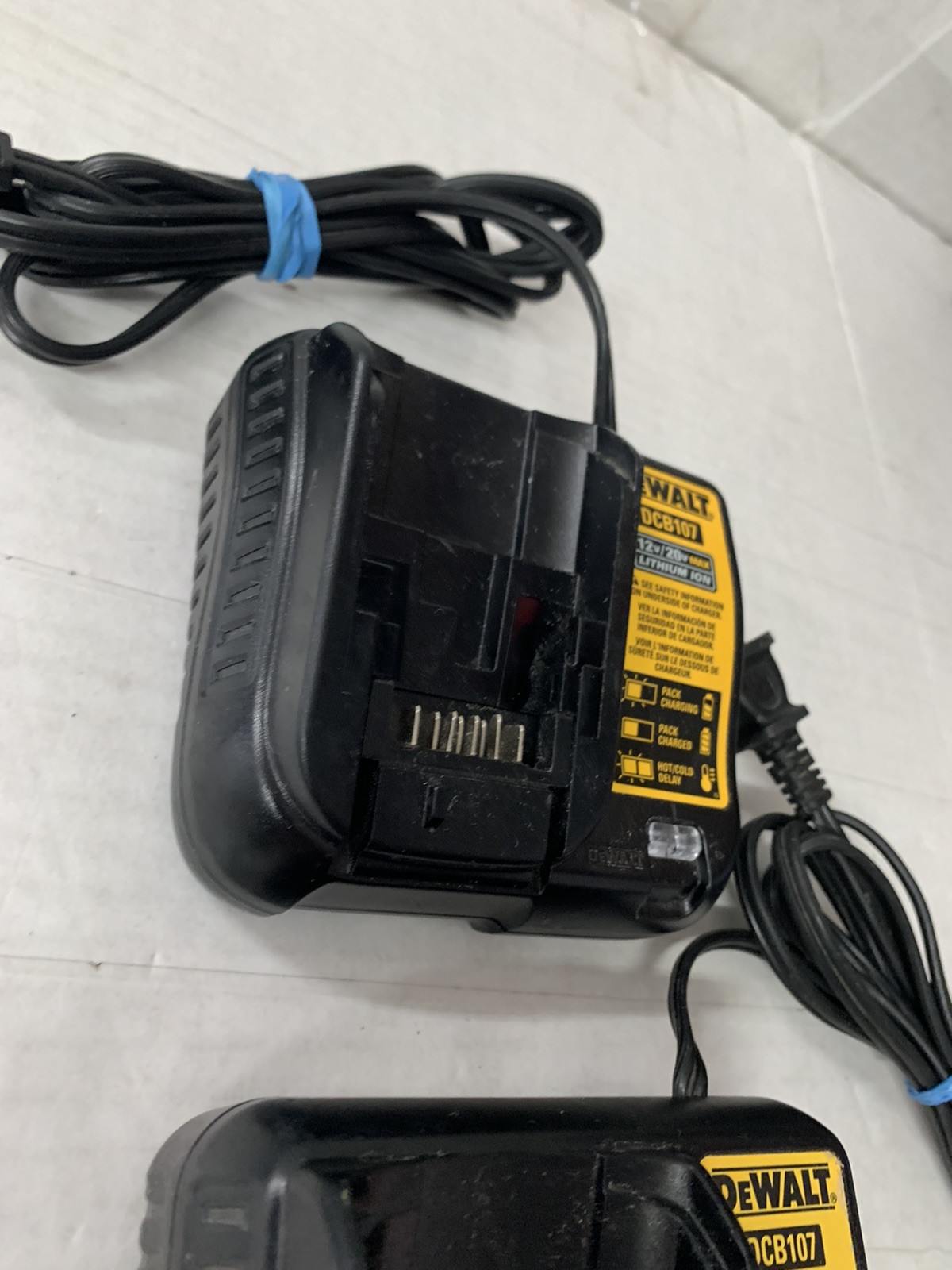 Lot of 2 Genuine DeWalt DCB107 12 Volt & 20 Volt Max Li-Ion Battery Chargers