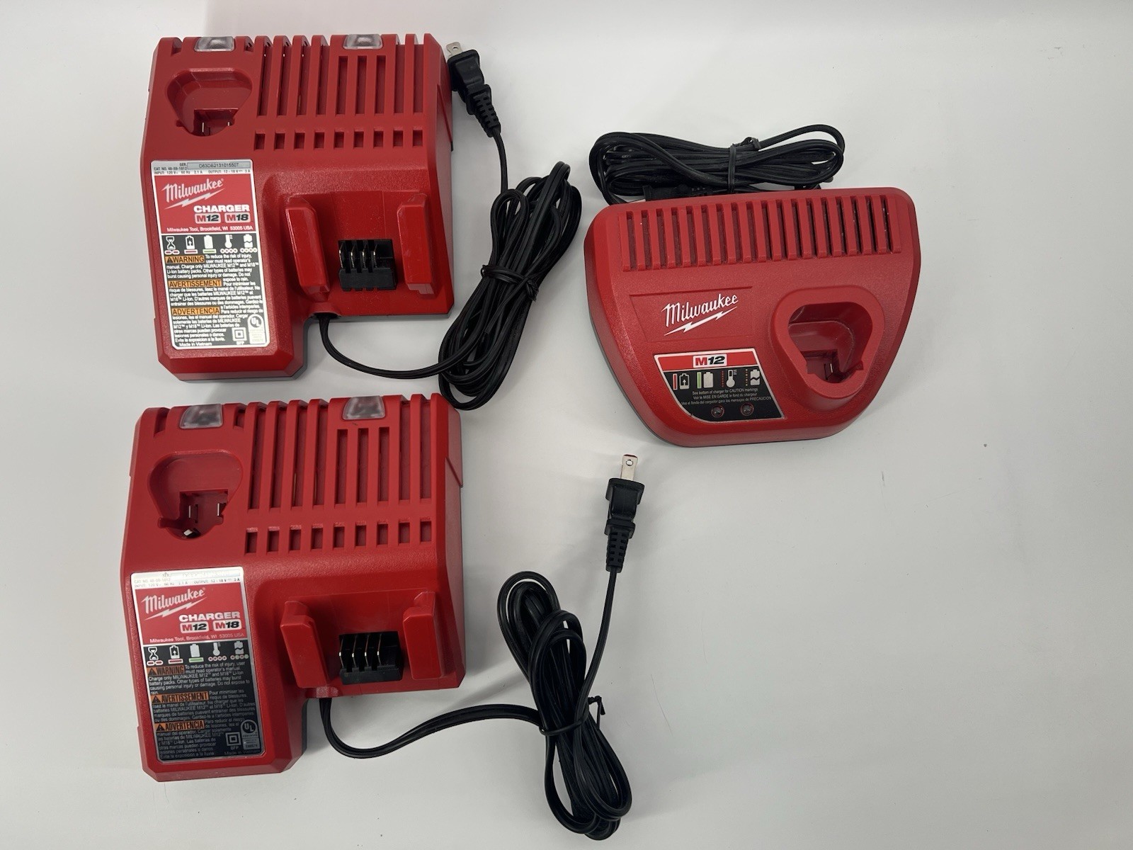 Milwaukee Battery Charger M18 & M12 48-59-1812 No Batteries Included Lot Of 3