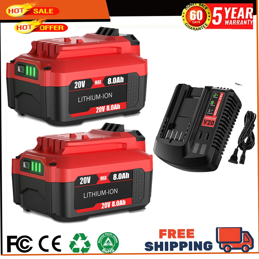 US Battery/Charger For Craftsman 20Volt V20 8.0Ah Li-ion CMCB201 CMCB204 CMCB202