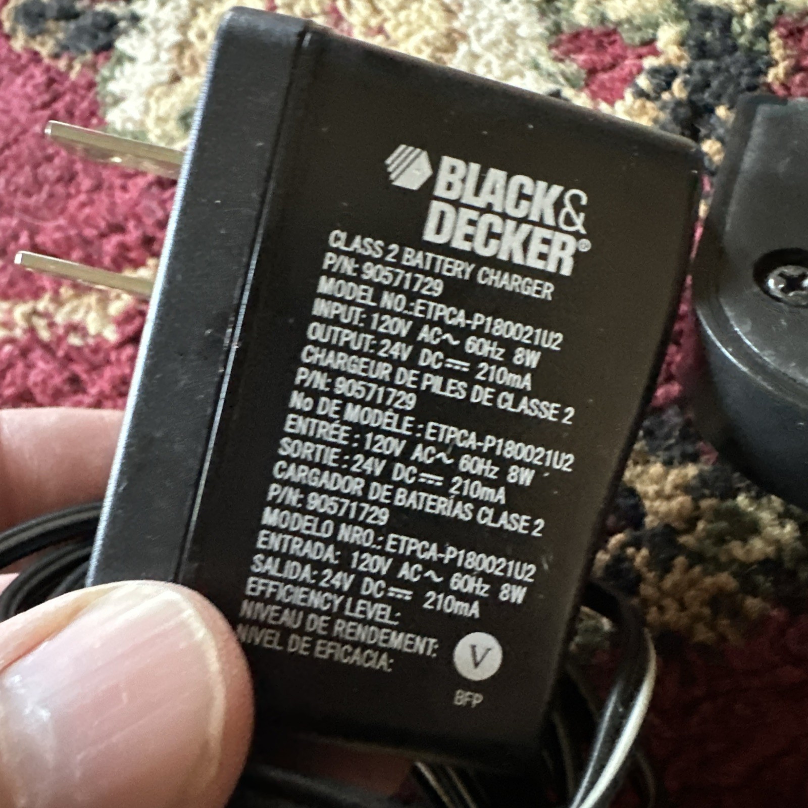 Genuine OEM Black & Decker 9.6-18V Battery Charger ETPCA-P180021U2 P/N 90592363