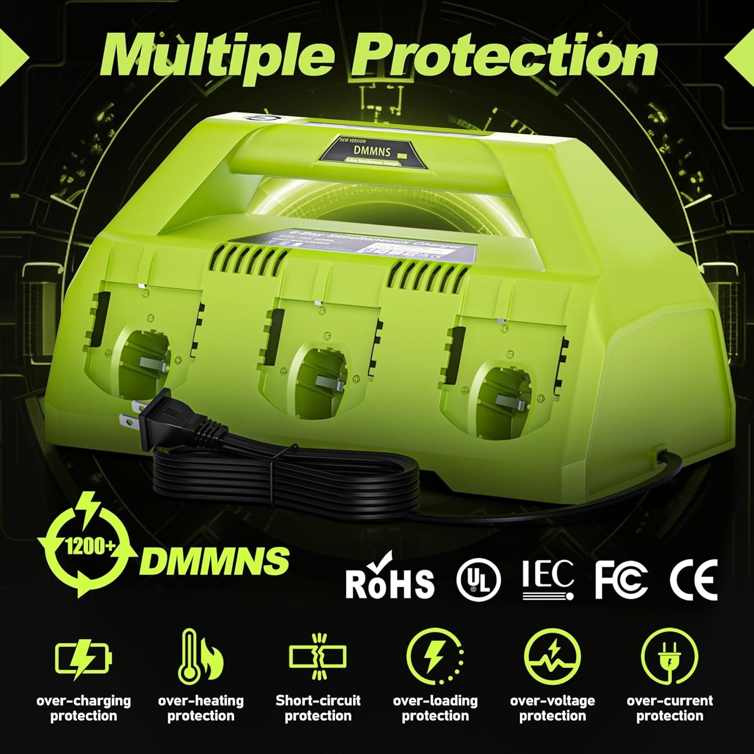 6-Port Simultaneous Charger for Ryobi 18V ONE+ Batteries – Fast Charging Station