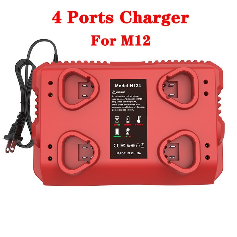 Battery Charger for Milwaukee M12 4-port 12V Li-ION Power With USB /Type C