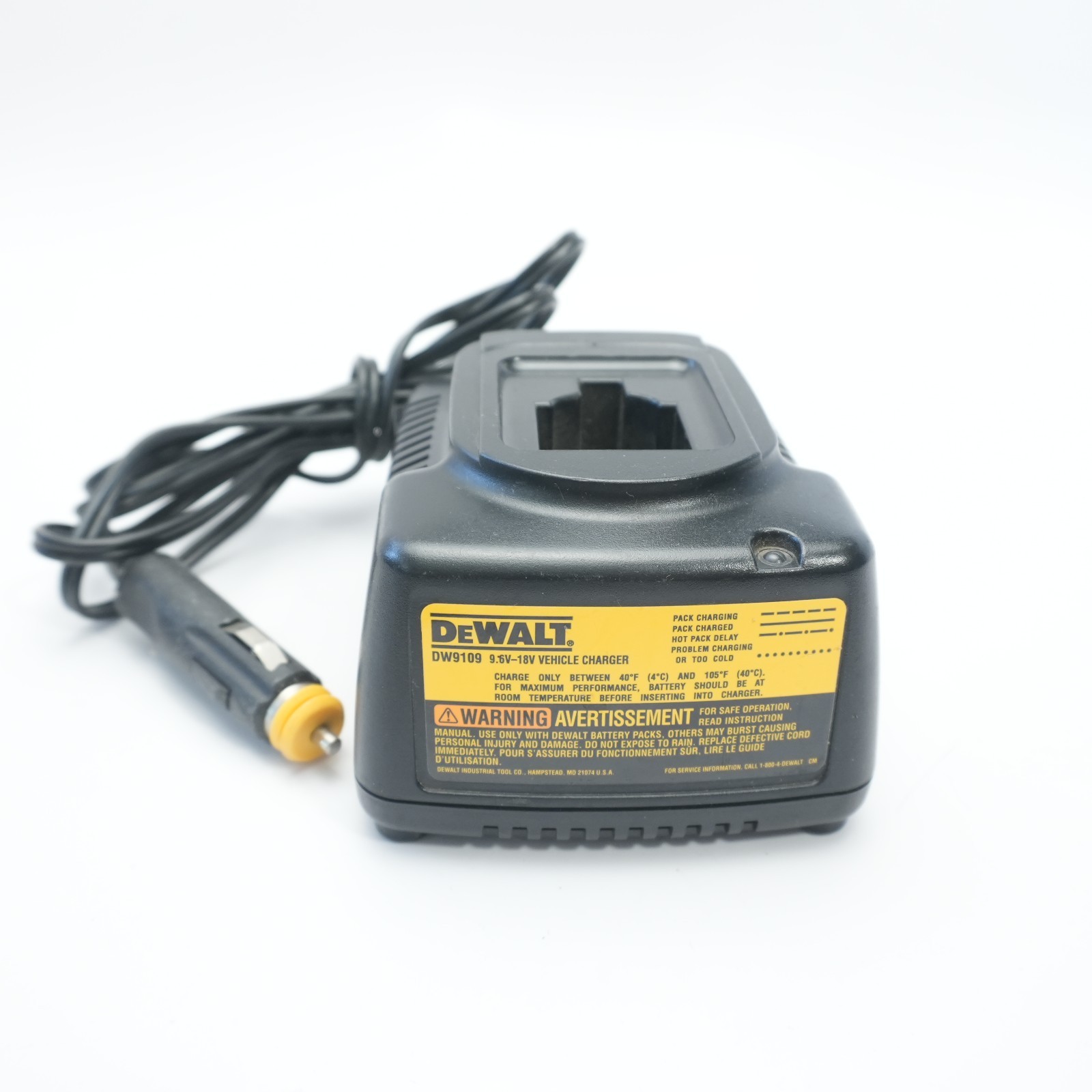 DeWalt DW9109 1 Hour Vehicle Battery Charger 7.2V-18V For Car Truck OEM