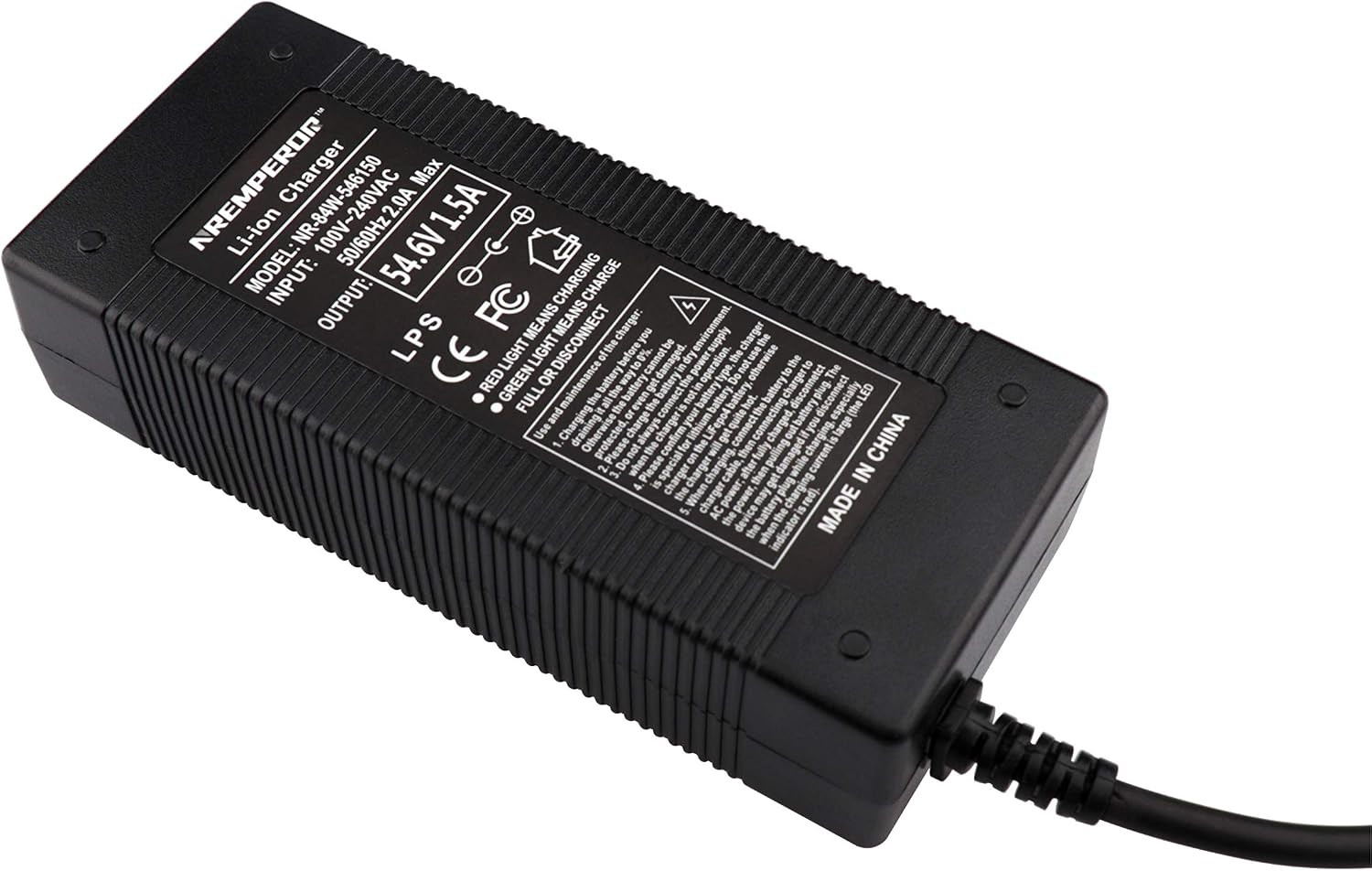 54.6V Charger 13S Lithium Battery 48V Output 1.5A 3 Prong Jack GX16 for Health C