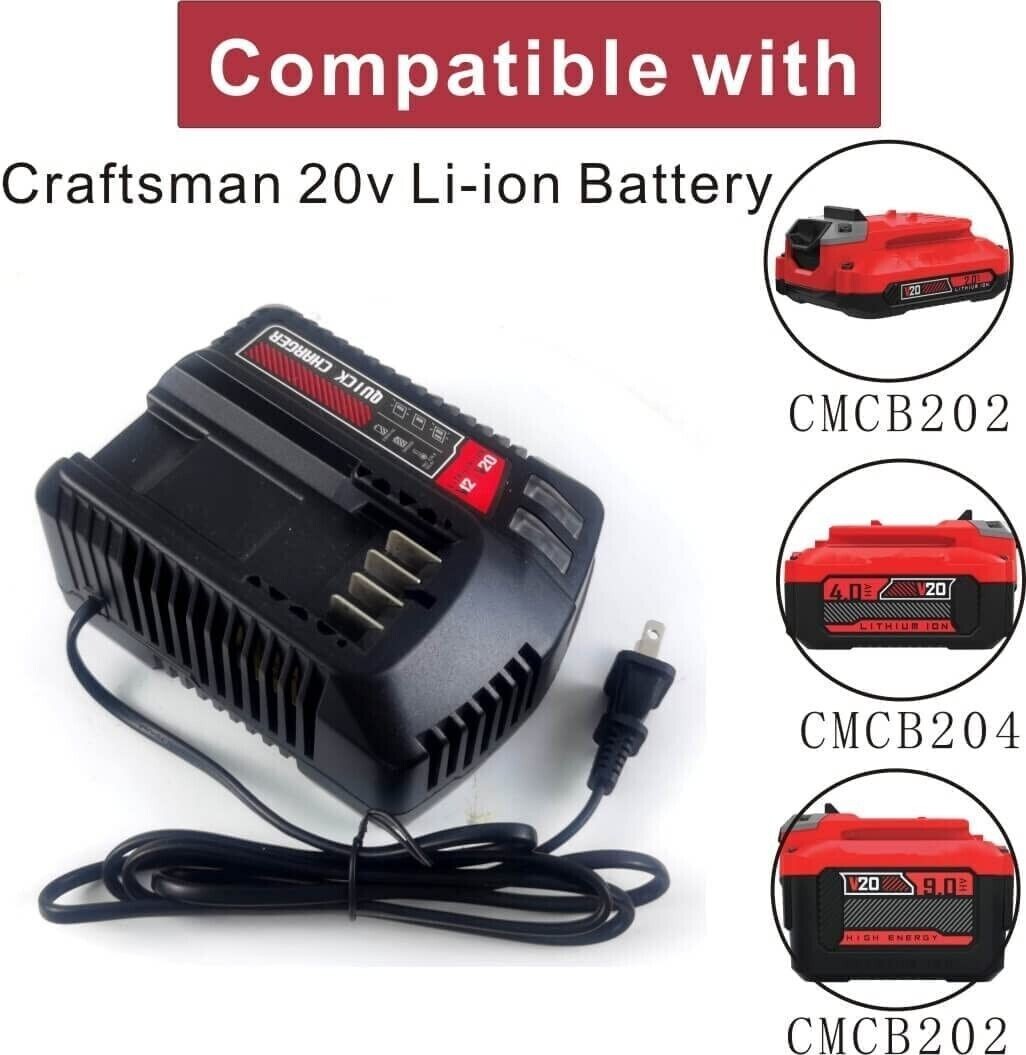 20V Fast Charger CMCB104 For Craftsman V20 Lithium-ion Battery CMCB204 CMCB202