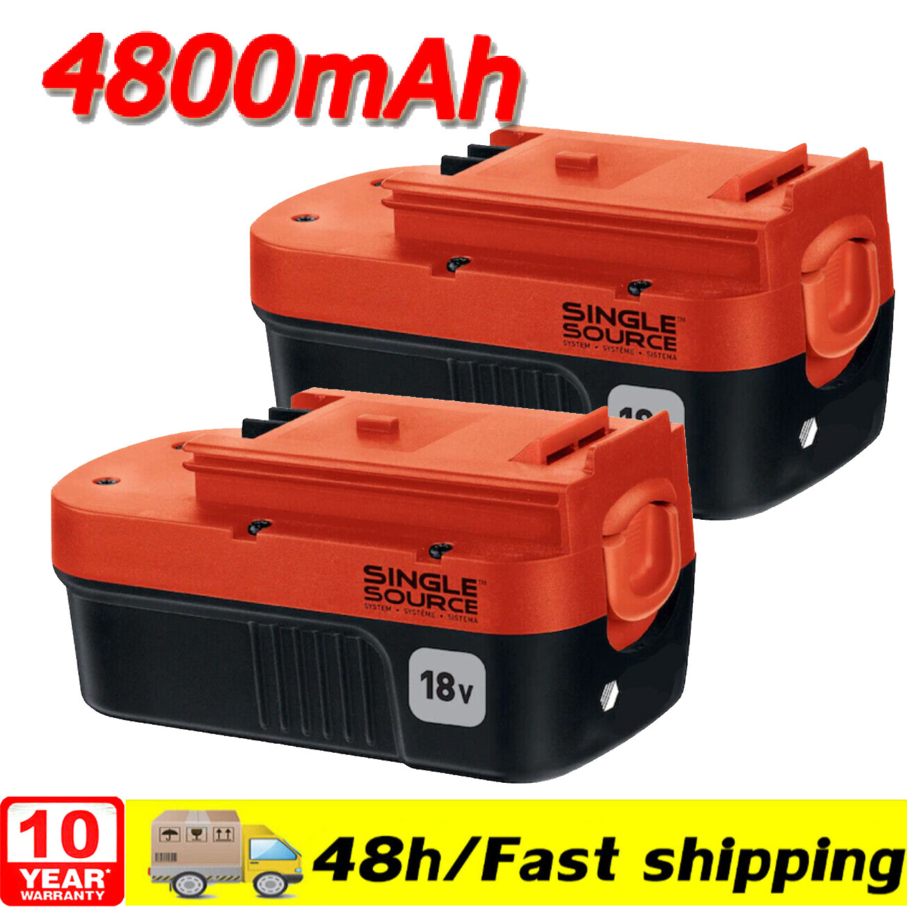 2Pack 18V for Black and Decker HPB18 18 Volt 4.8Ah Battery HPB18-OPE 244760-00AA