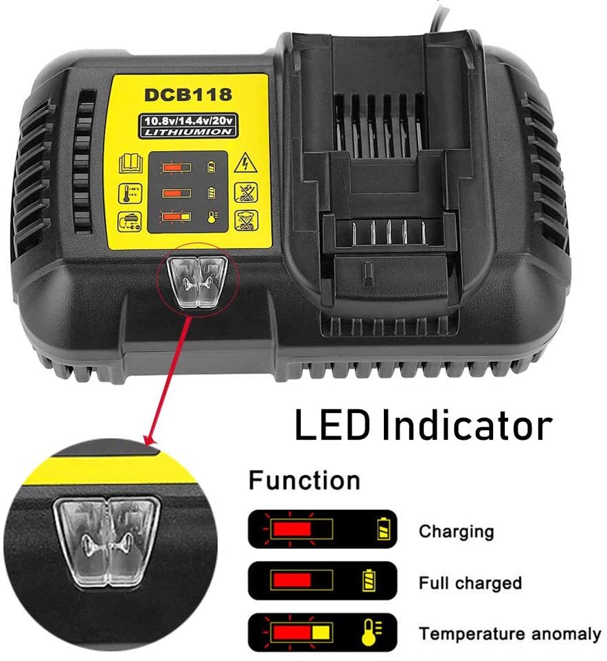 DCB102 Li-ion Battery Charger Fast Charger For Dewalt 14.4V 18V Dual USB Port