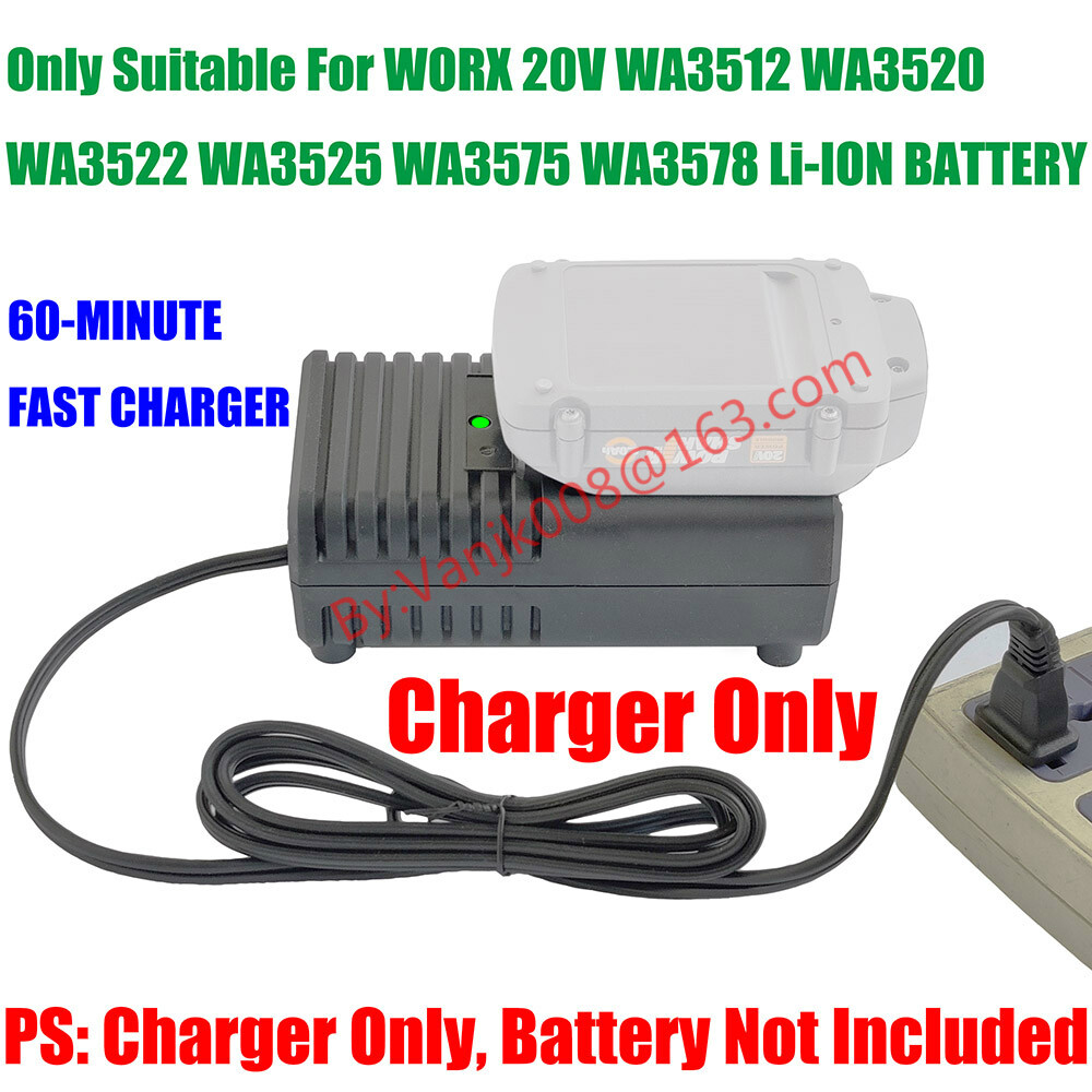 1PCS Worx 20V WA3520/3525/3575 6-PIN Li-Ion Battery WA3742 Wall Style Charger