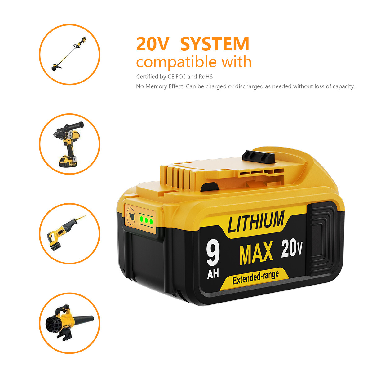 Pack For DeWalt 20V 20 Volt Max 9.0AH Lithium Ion Battery DCB206-2 DCB205-2 NEW