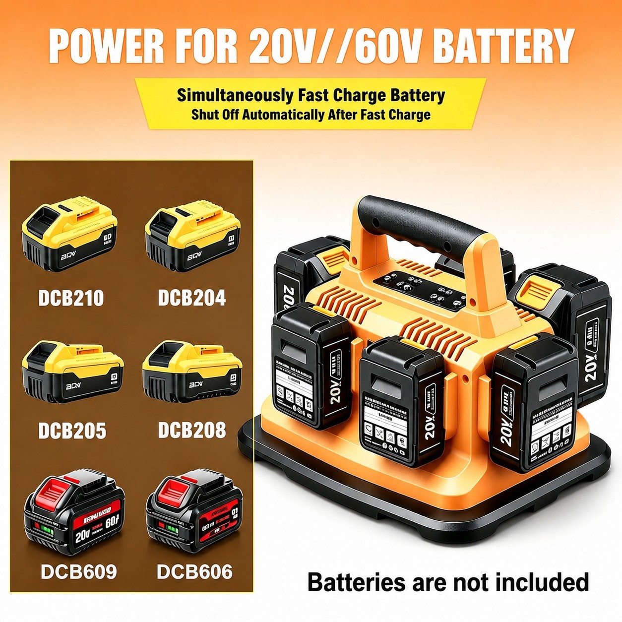 For Dewalt 20V 60V Max 6 Port Multi Fast Charger Station DCB104 DCB118 DCB1112