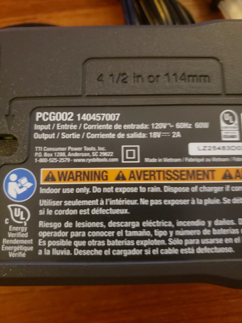 Ryobi Battery Charger OEM PCG002 Authentic 18V ONE+ Li-Ion ORIGINAL New Open Box