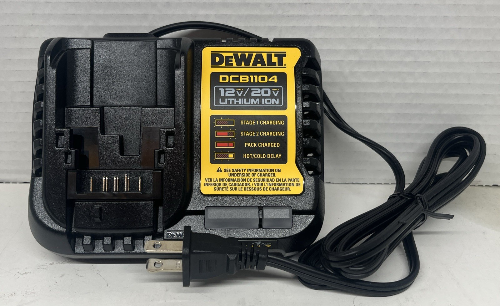 DEWALT DCB1104 12V/20V Lithium-Ion Battery Charger, Black, 1-Bay