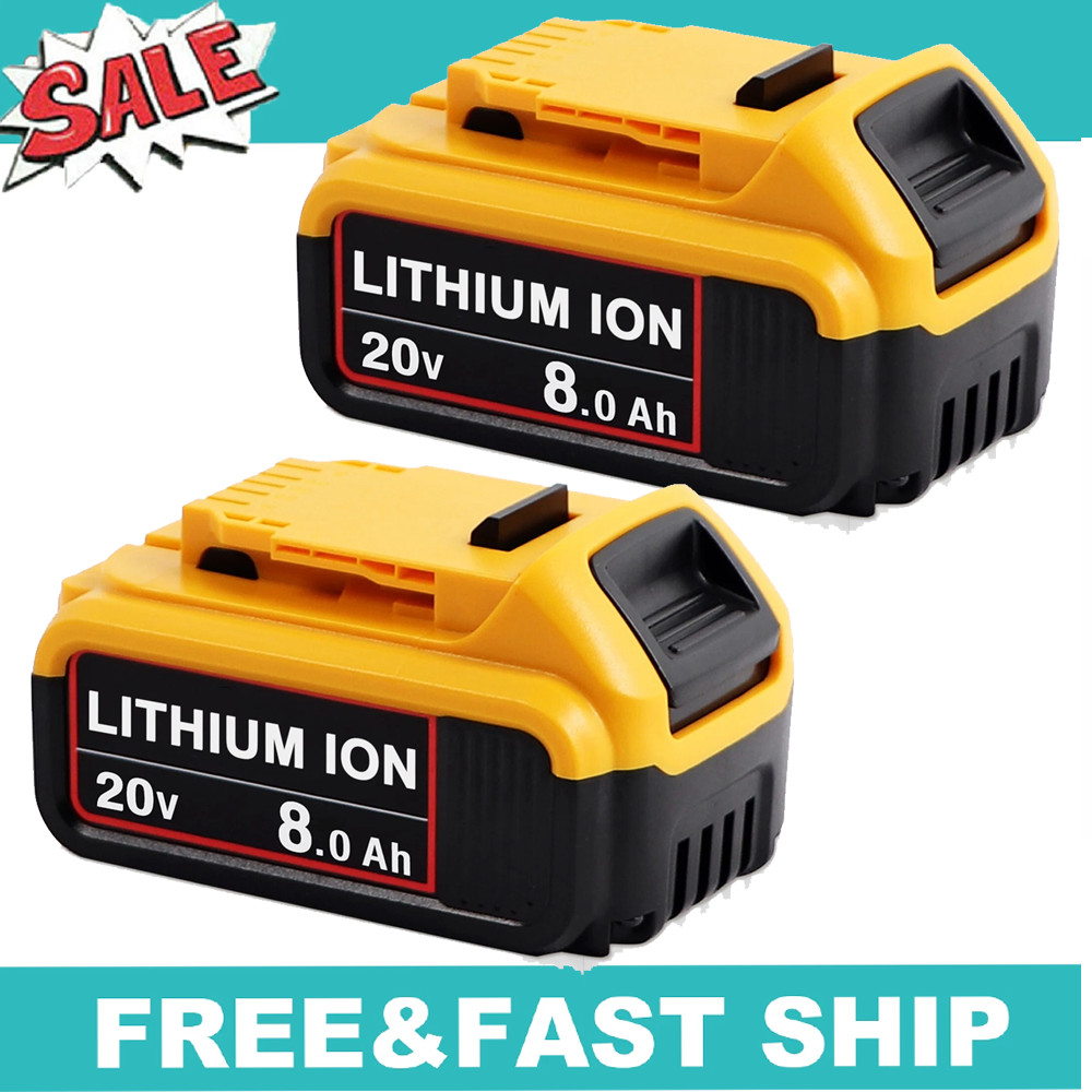 2 Pack 20V Max 8.0Ah Lithium Ion Replacement Battery FOR DEWALT DCB200 DCB206