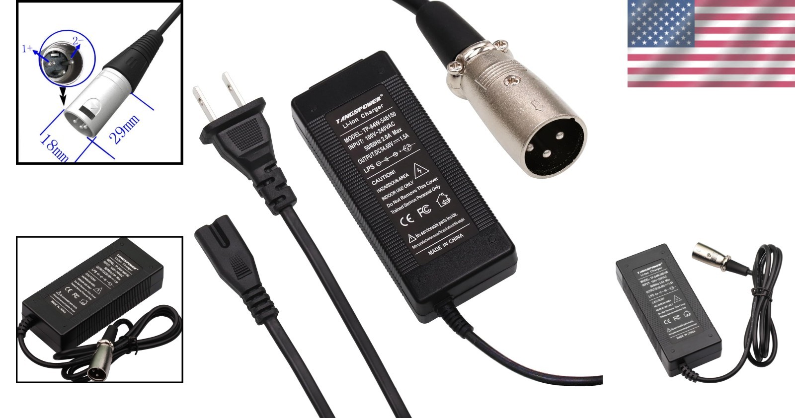 Safe 54.6V Charger for 48V 13S Lithium Batteries – Thermal & Overload Protection