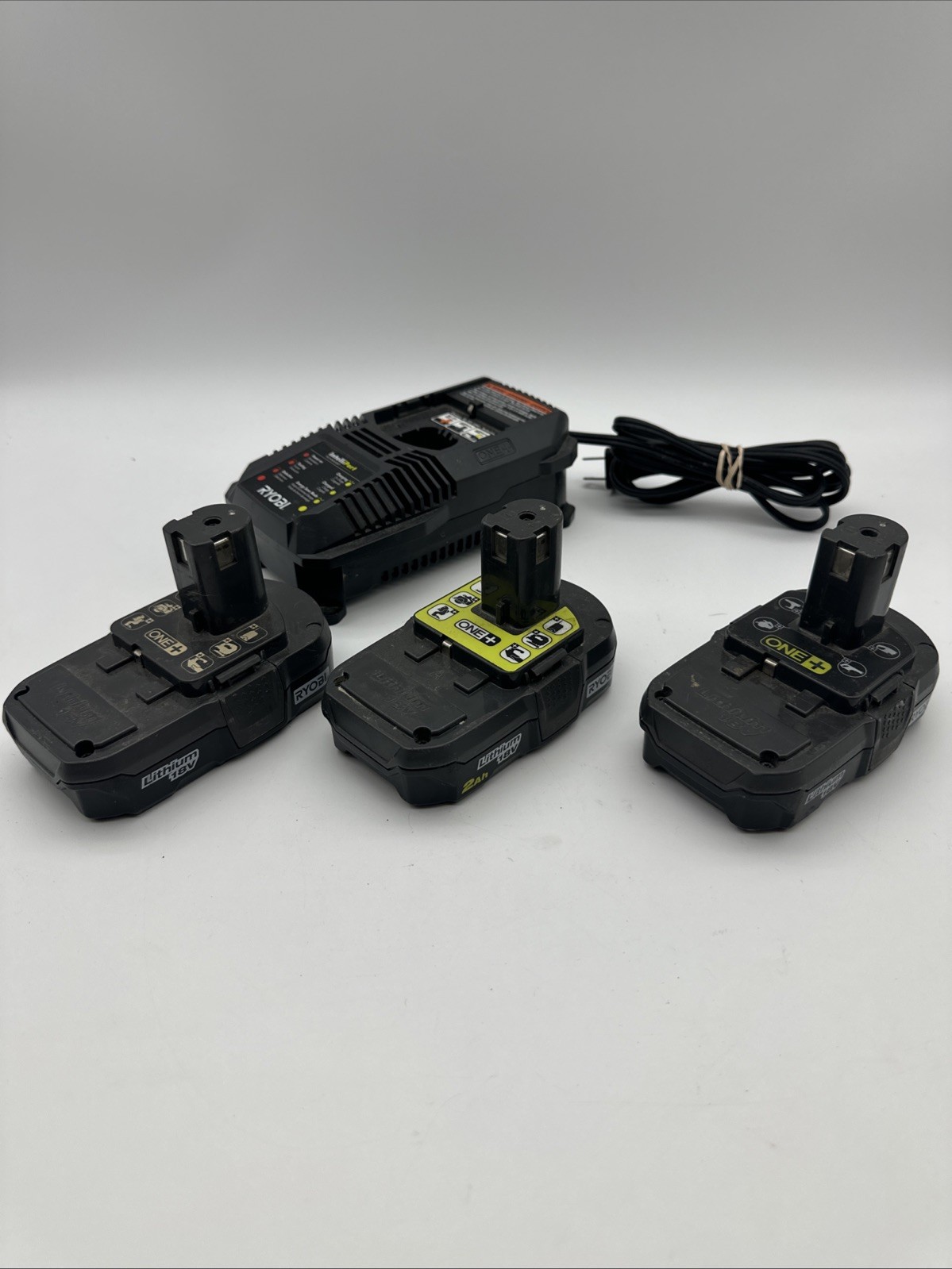 Ryobi P118 Battery Charger 18v One+ Plus IntelliPort + 3 Batteries Lot P102 P190