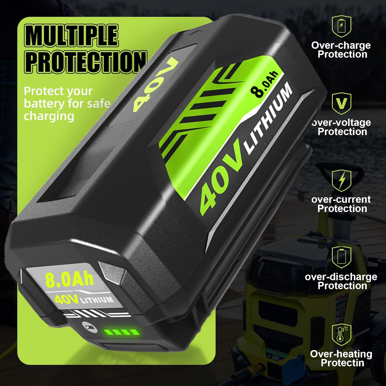 9Ah 40V Battery For Ryobi 40Volt OP4050 Battery OP40602 OP40261 Battery/Charger