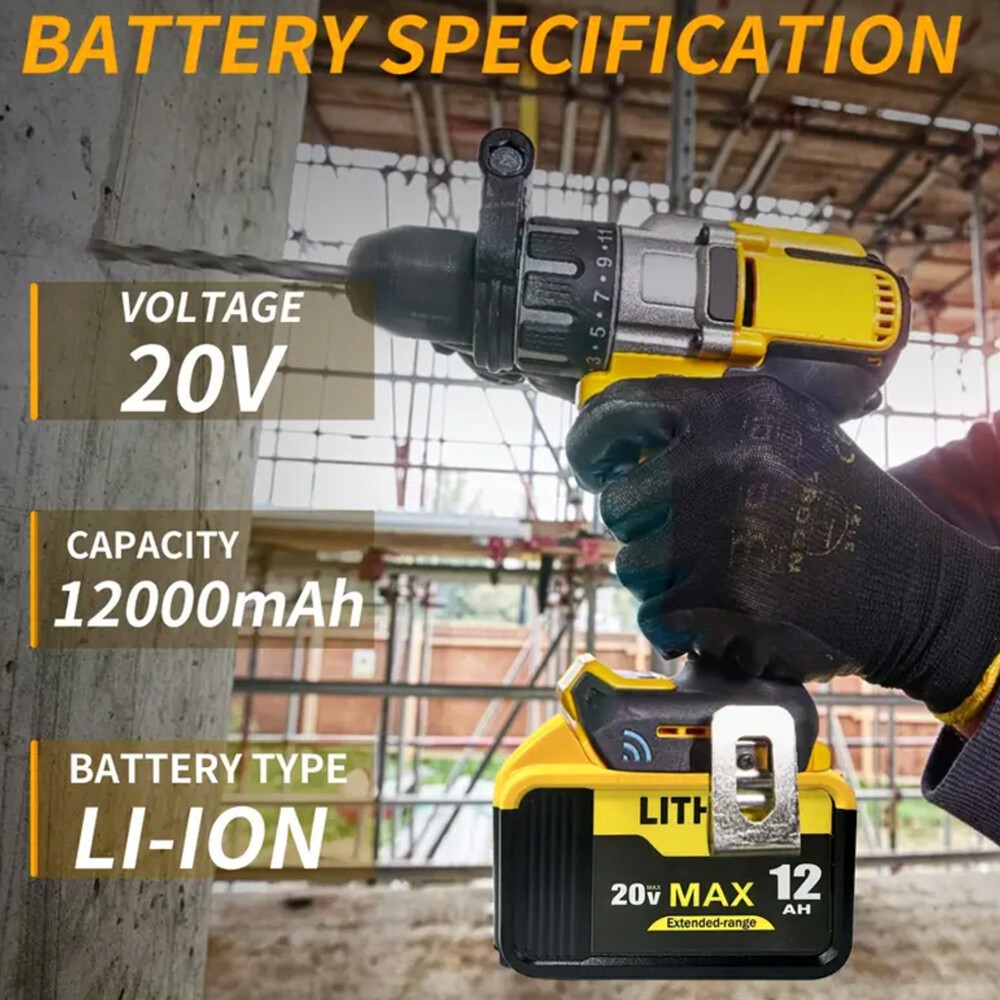 NEW Pack For DeWalt 20V 20 Volt Max 12.0AH Lithium Ion Battery DCB206-2 DCB205-2