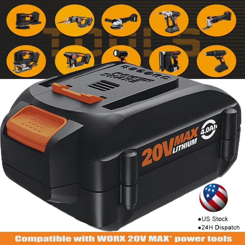 1~4Pcs For WORX 20V MAX Extend Lithium Battery WA3520 WA3525 WA3575 WG155 WG540