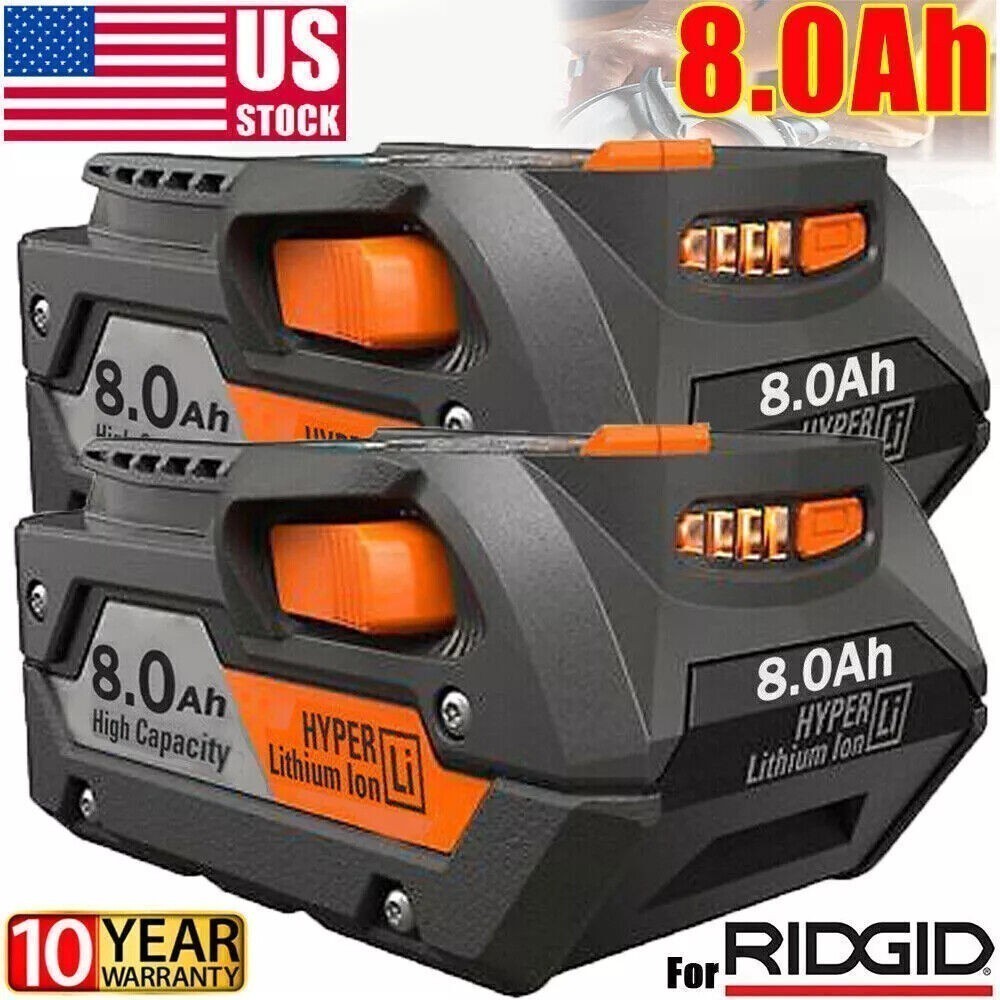 2X For Ridgid R840087 8.0Ah Lithium Battery Rigid 18Volt R840085 Power Tools