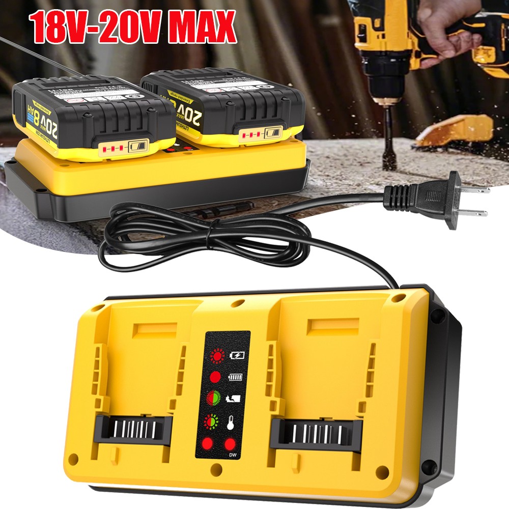 Dual Ports 90W Fast Charger for DeWalt 18V-20V MAX Lithium Battery DCB203 DCB204