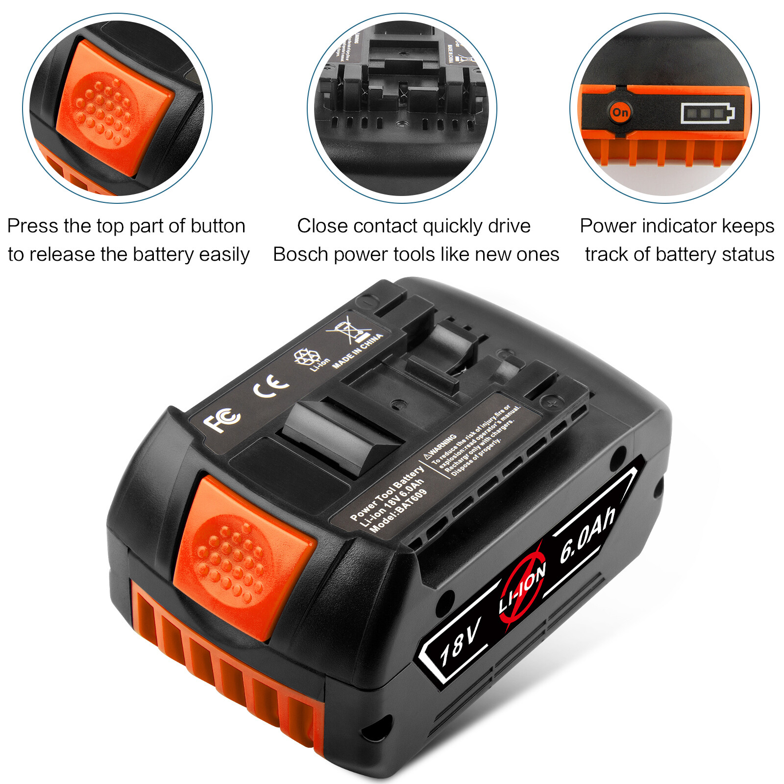 Battery/Charger For Bosch 18V BAT609 6.0Ah BAT618 BAT611 BAT620 BAT610G 24618-01