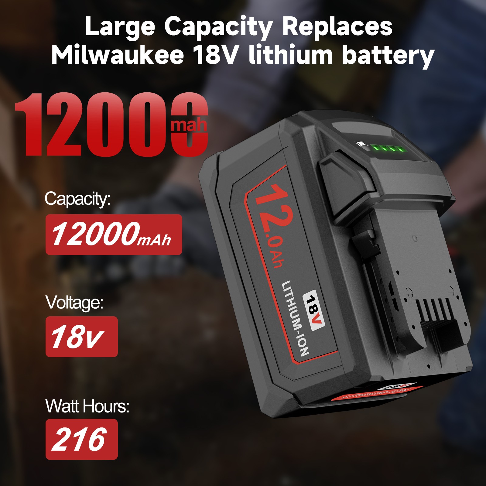 12.0Ah Battery For Milwaukee for M18 Extended Lithium 8.0Ah 48-11-1880 Charger