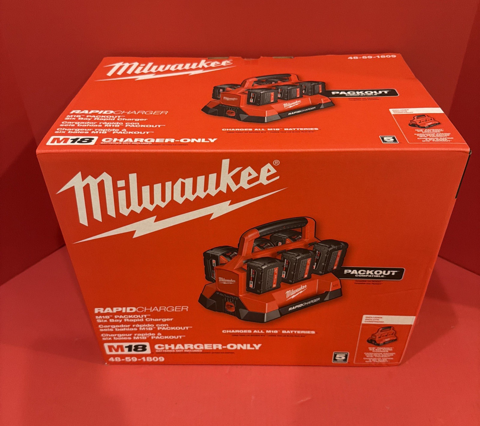 Milwaukee 48-59-1809 M18 18V Lithium-Ion Packout 6-Port Rapid Charger