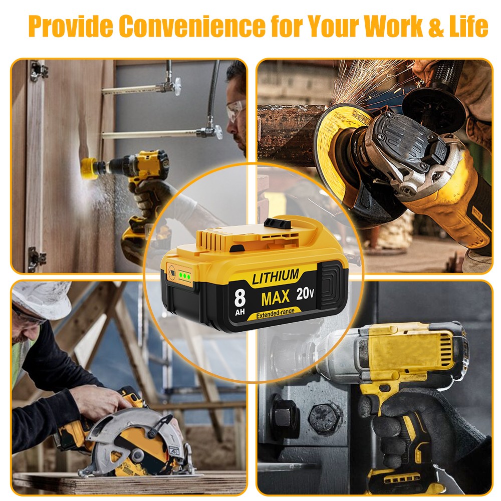 For DeWalt 20V 20 Volt Max 8.0AH Lithium Ion Battery DCB205 DCB208 DCB200 DCB206