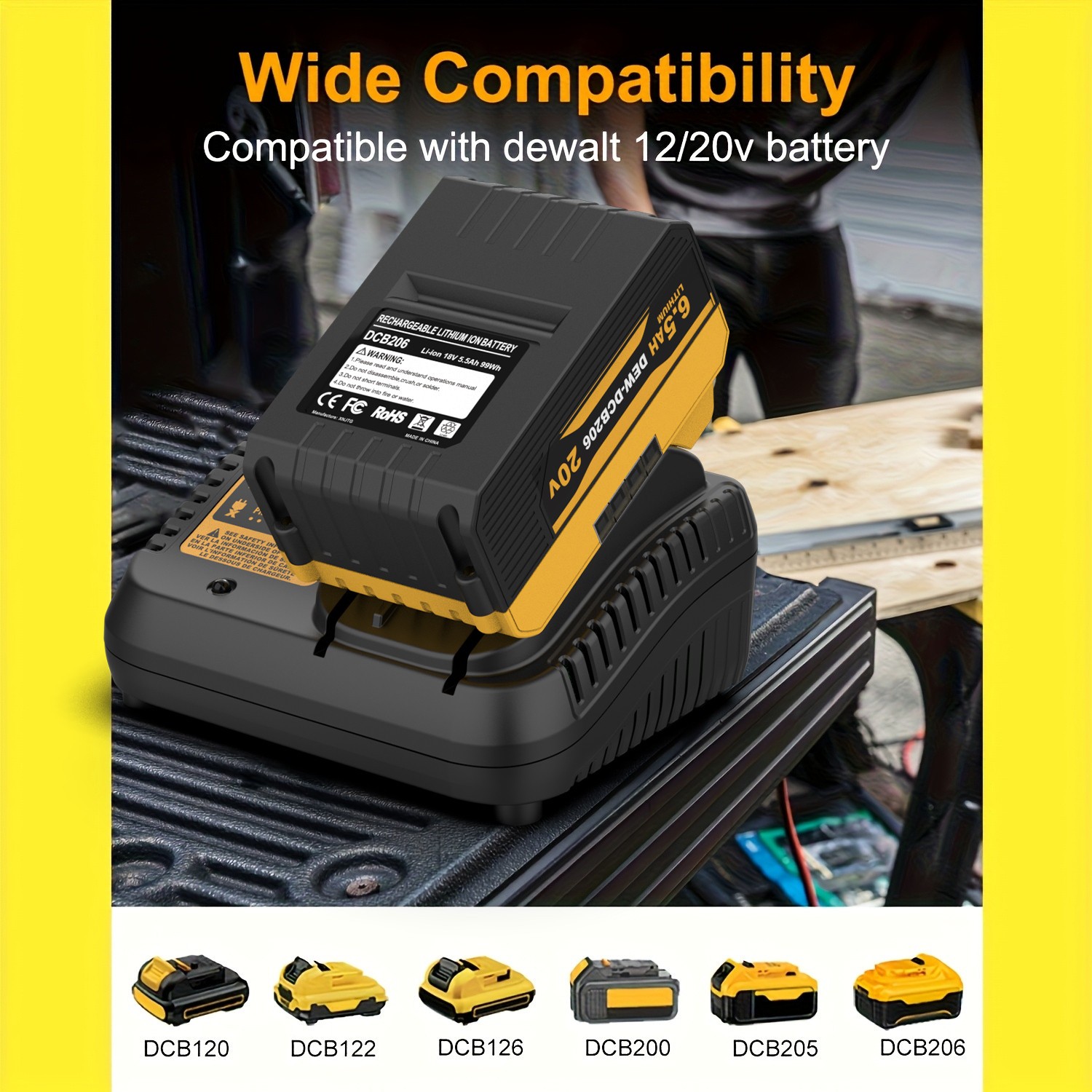 3A For DeWalt 20V Max Battery Charger 12V Fast Charging DCB115 DCB112 DCB1104