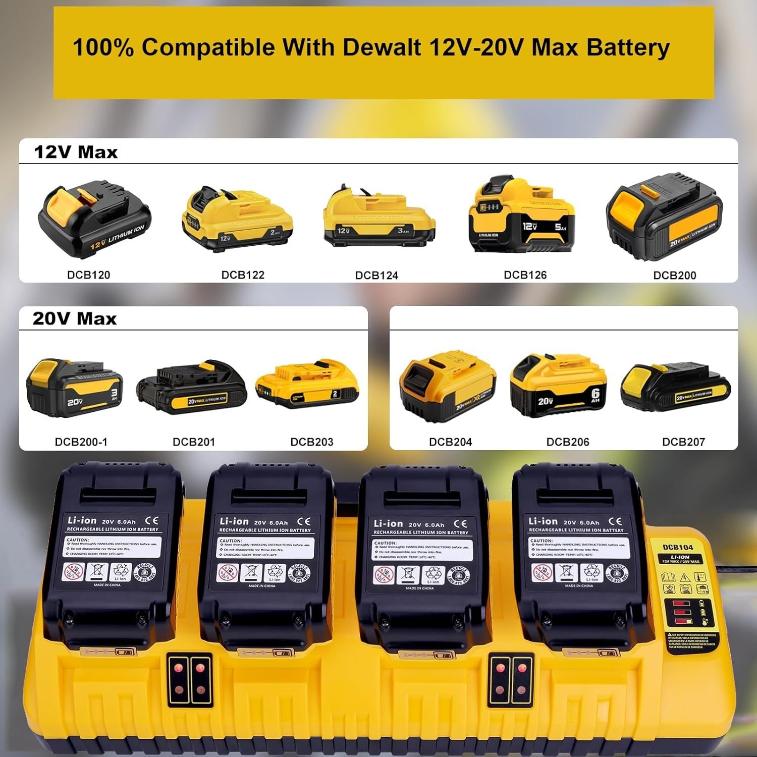 Dewalt DCB104 20V Max 4 Port Rapid Battery Charger Compatible Charger