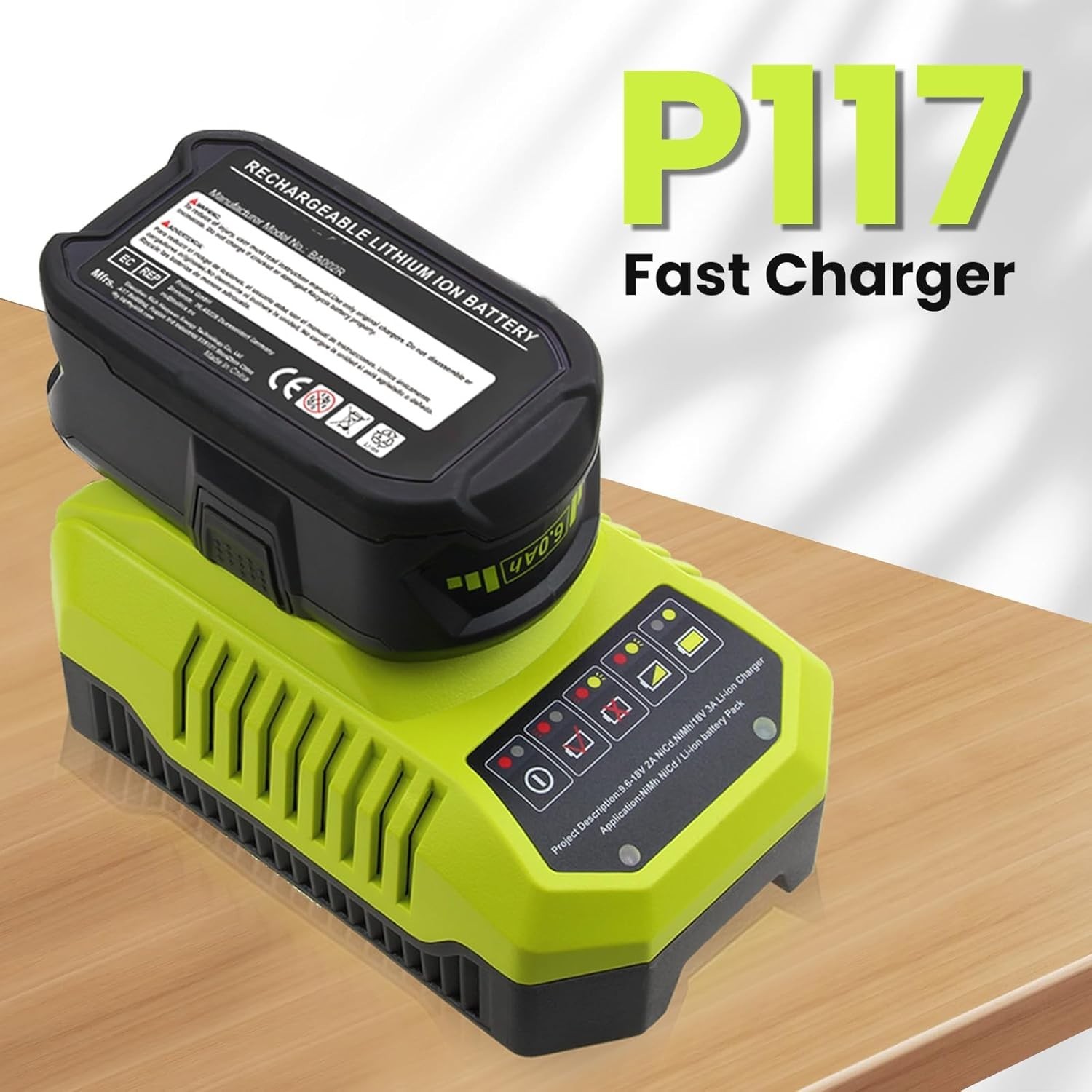 P117 Rapid Charger for Ryobi 18V Batteries – Safe & Efficient Charging Solution
