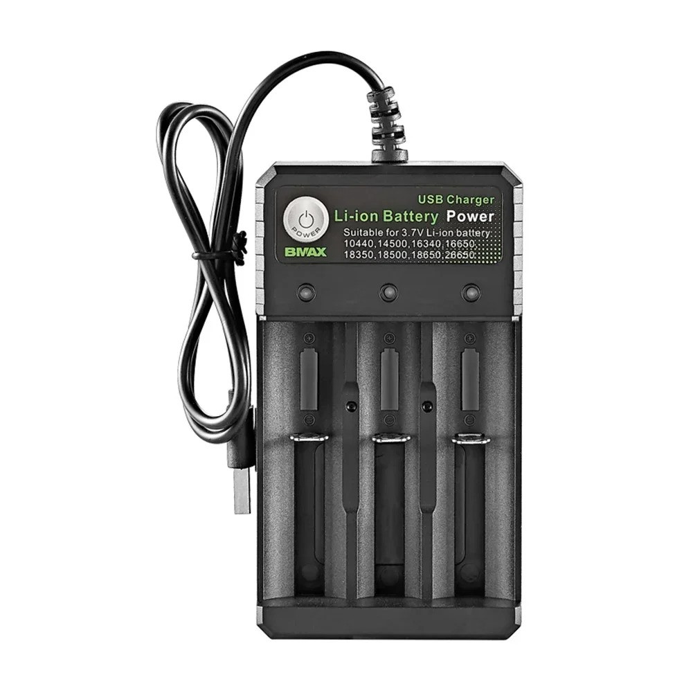 Smart 18650 Charger 3 Slots 4.2V Li-Ion Battery USB Independent Charging 18650 1