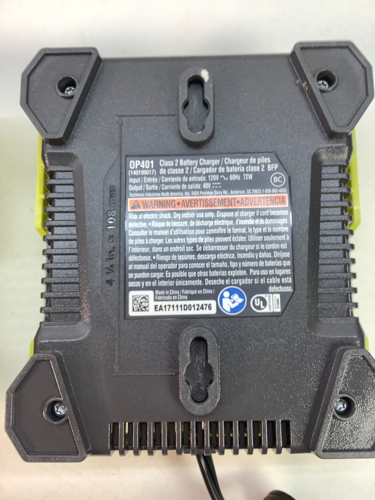 Lot of 3 Ryobi OP401 40V Lithium Battery Chargers OEM Tested Working