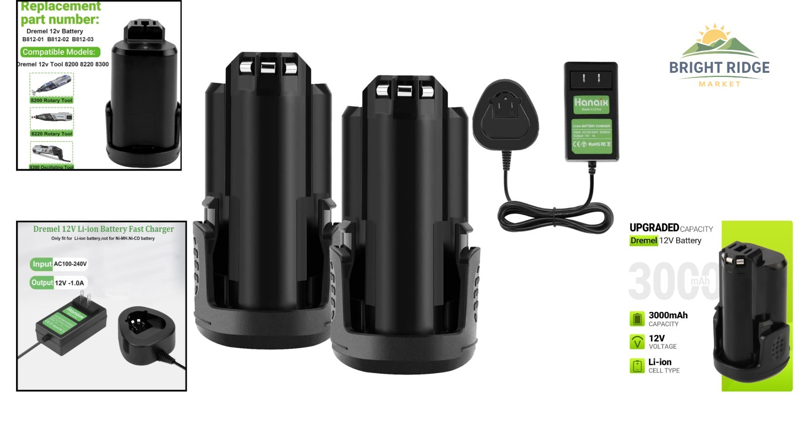 3.0Ah 12V Rechargeable Battery with Charger for Power Tool Compatibility