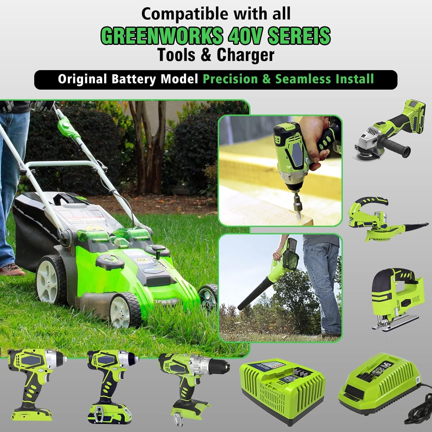 2PACK 40V For Greenworks 40V G-MAX Lithium Battery 29462 29482 29252 29472 NEW
