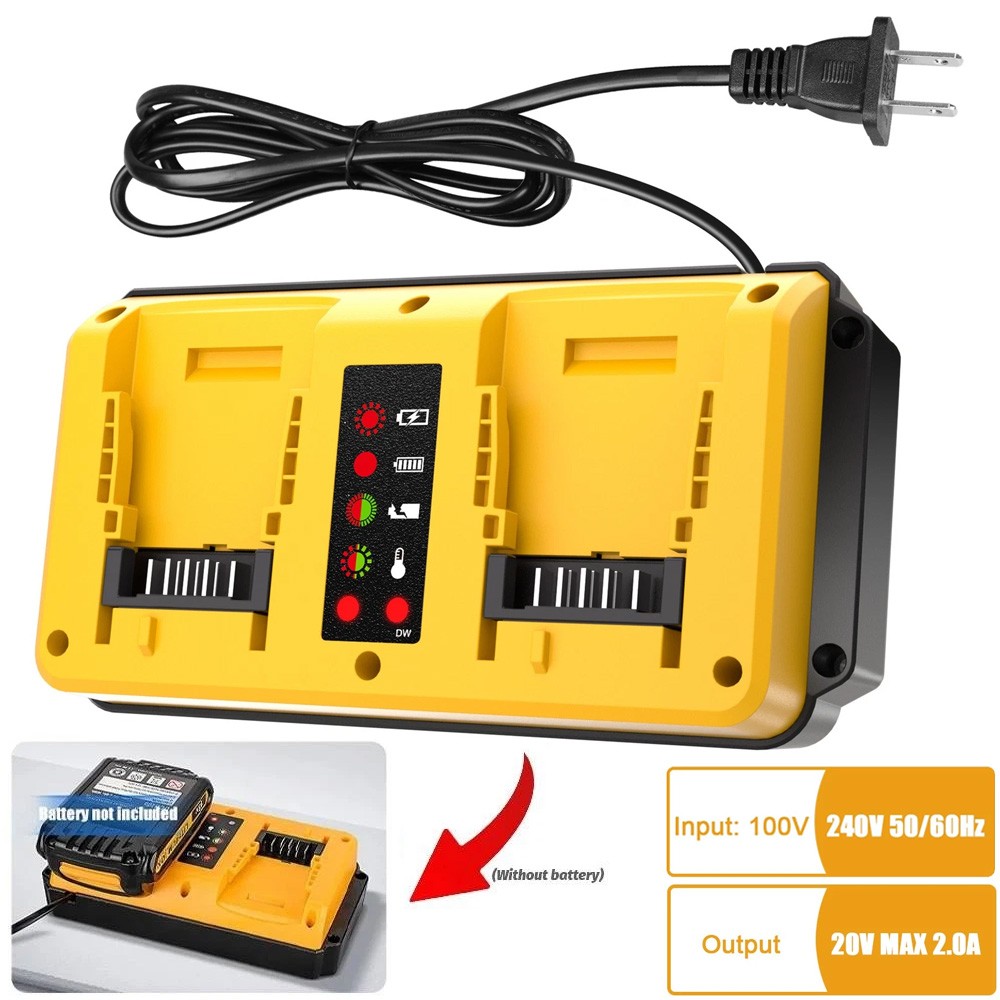 Dual Ports 90W Fast Charger for DeWalt 18V-20V MAX Lithium Battery DCB203 DCB204
