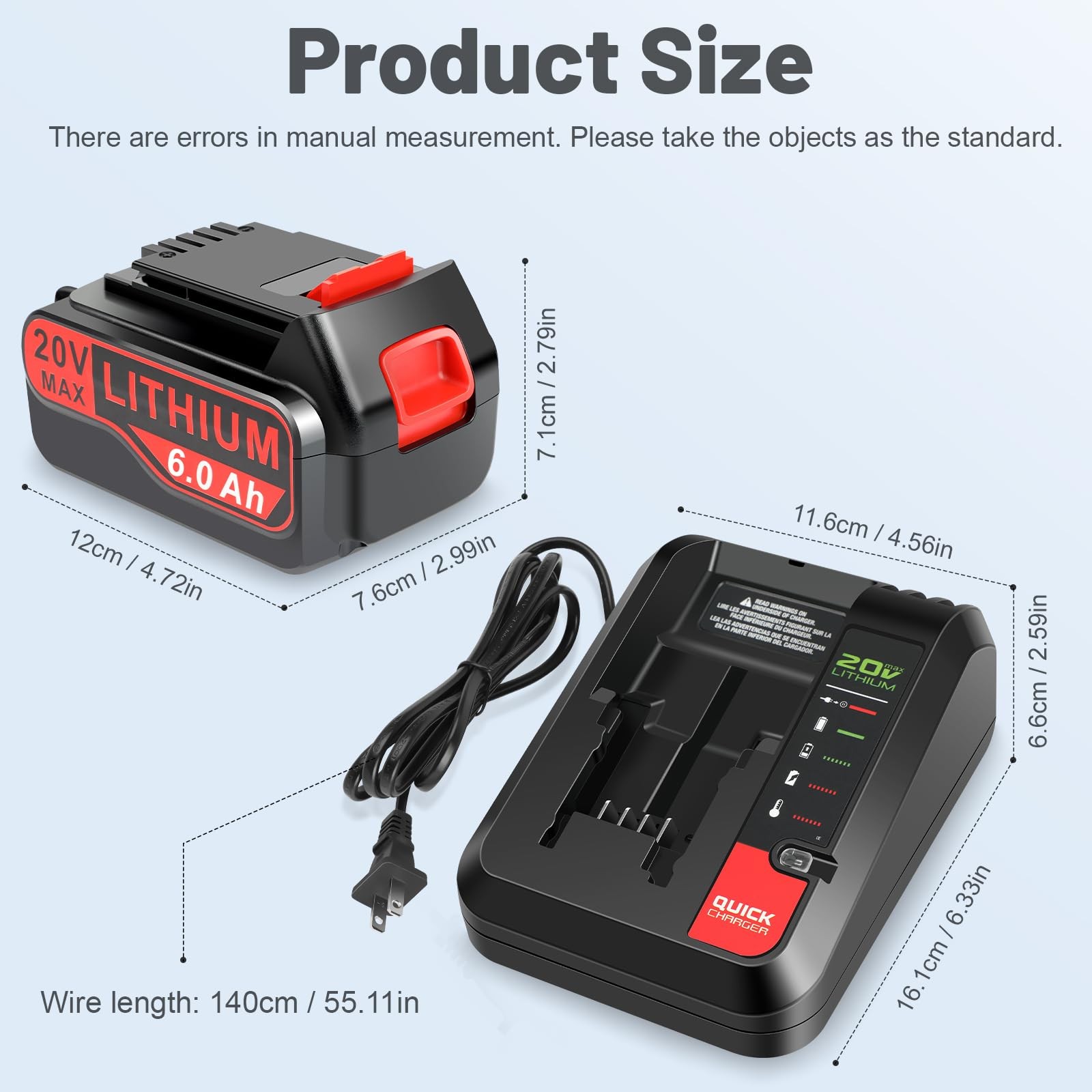 Labtec 2-Pack 6.0Ah 20V Lithium Battery Lbx4020 Compatible Black And Decker And