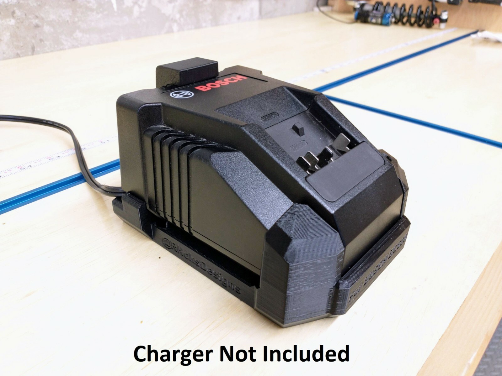 Wall Mount for Bosch BC660 Charger with Optional 18V Battery Mounts, Made in USA