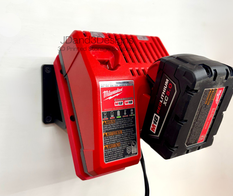 M12-M18 Combo Milwaukee Battery Charger Mount- 3D Printed Mount